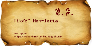 Mikó Henrietta névjegykártya